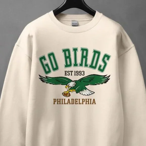 Vintage Philadelphia Go Birds Sweatshirt Sand, Philadelphia Eagles Fan Shirt Tee - Picture 2 of 4